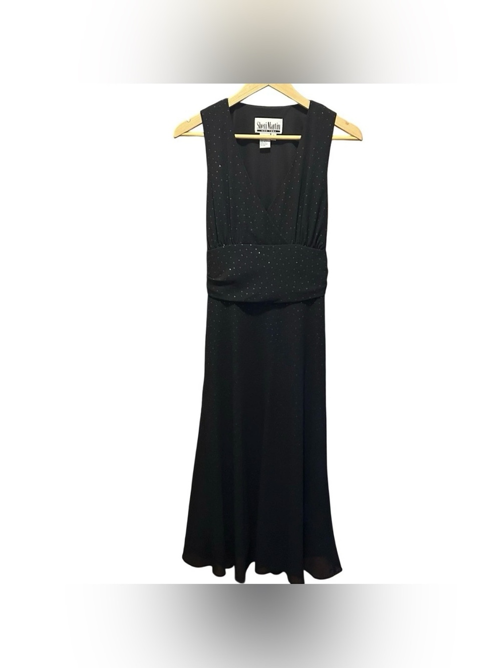 Vtg Sheri Martin Sleeveless Black Dress Fit Flare Fairy Glitter Whimsigoth Sz 8